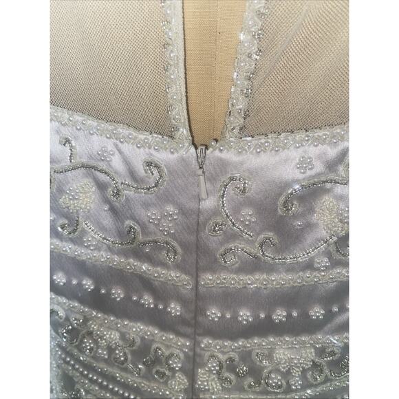 Cameron Blake by Mon Cheri Mother Of The Bride Dress Gown Beige Off White Sz 14 - Picture 9 of 13